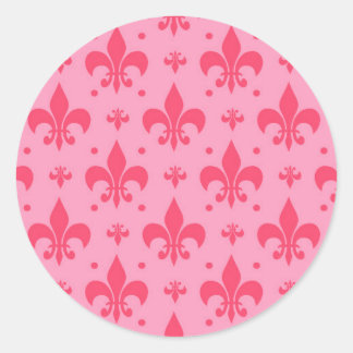 Pink Fleur-de-lis Pattern Design  Classic Round Sticker