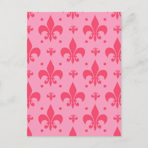 Pink Fleur-de-lis Pattern Design Postcard