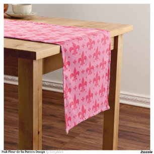 Pink Fleur-de-lis Pattern Design Short Table Runner