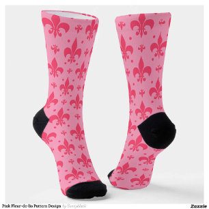 Pink Fleur-de-lis Pattern Design  Socks