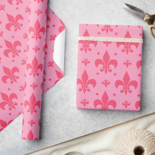 Pink Fleur-de-lis Pattern Design  Wrapping Paper