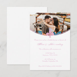 Pink Fleur de Lis Photo Bridal Shower Invite