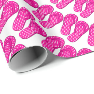 Pink flip flop beach themed wrapping paper