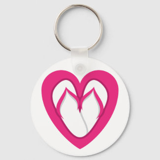 pink flip flop design 2 keychain