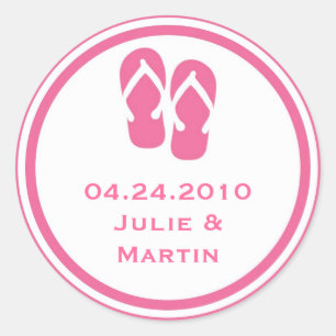 Pink flip flop thong wedding favour tag seal label