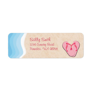 Pink Flip-Flops on the Beach Label