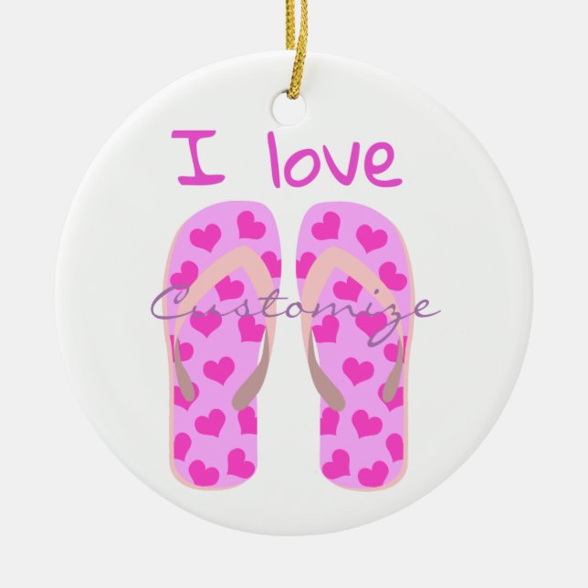 Pink Flip-Flops Thunder_Cove Ceramic Ornament (Front)