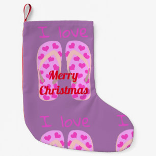 Pink Flip-Flops Thunder_Cove Small Christmas Stocking