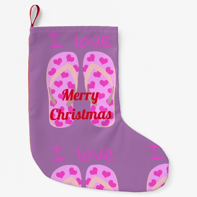 Pink Flip-Flops Thunder_Cove Small Christmas Stocking (Front)