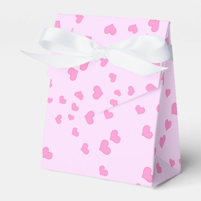 Pink Floating Hearts Favor Box (Front Side)