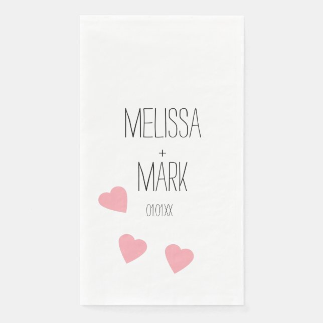 Pink Floating Hearts Monogram Napkin (Front)