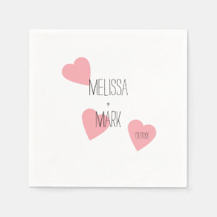 Pink Floating Hearts Monogram Napkins