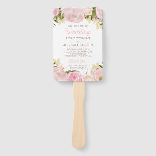 Pink Flora Wedding Program Fan