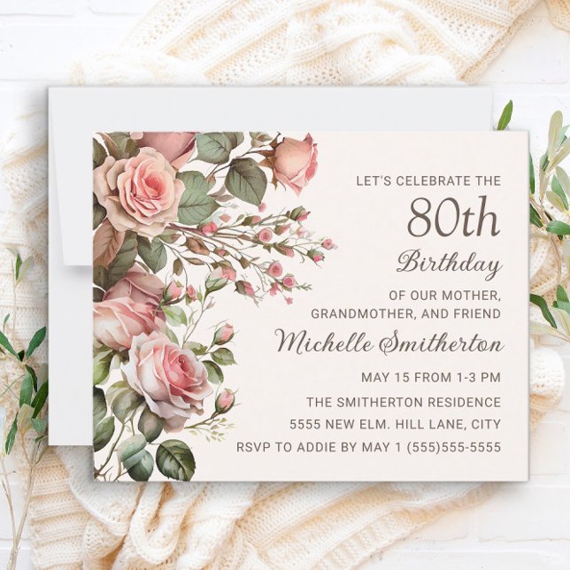 Pink Floral 100th Grandmother 80th Birthday (Creator Uploaded)