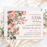Pink Floral 100th Grandmother Birthday<br><div class="desc">Beautiful and elegant blush pink watercolor floral,  botanical 100th birthday party budget invitation for a "mother,  grandmother,  and friend". Contact me for assistance with your customizations or to request additional matching or coordinating Zazzle products for your party.</div>