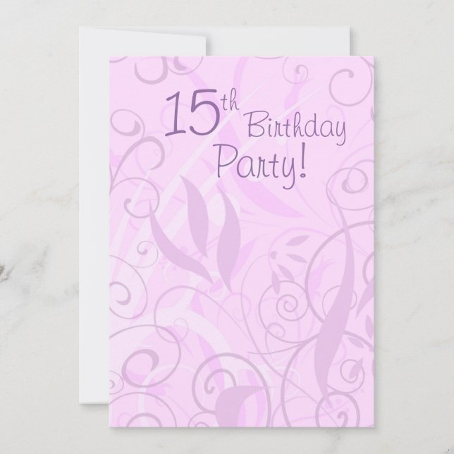 Pink Floral 15th Birthday Party Invitations (Front)