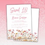 Pink Floral 16th Birthday Party Invitation<br><div class="desc">Simple pink floral 16th birthday party invitation for a fun birthday party. Age can be changed.</div>