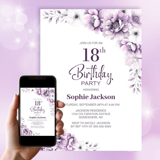 Pink Floral 18th Birthday Party Invitation (Creator Uploaded)
