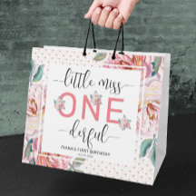 Pink Floral 1st Birthday Glossy