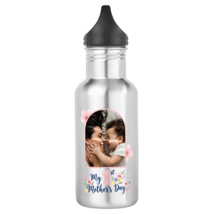 Pink Floral 1st Mother's Day Custom Keepsake 532 Ml Water Bottle