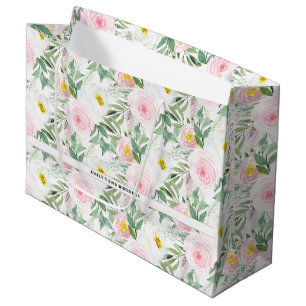 Pink Floral 50th Birthday Large Gift Bag