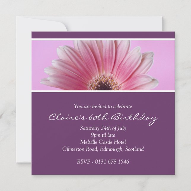 Pink Floral 60th Birthday Party Invitation (Front)