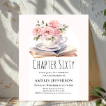 Pink Floral 60th Book Theme Birthday Invitation<br><div class="desc">Looking for the perfect invitation for your upcoming birthday bash? Look no further than these charming book-themed invitations! With a simple and classic design featuring a book and a cup brimming with beautiful pink flowers,  these affordable invitations will impress all your guests. They are available to personalize.</div>