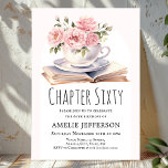 Pink Floral 60th Book Theme Birthday  Invitation<br><div class="desc">Looking for the perfect invitation for your upcoming birthday bash? Look no further than these charming book-themed invitations! With a simple and classic design featuring a book and a cup brimming with beautiful pink flowers,  these invitations will impress all your guests. They are available to personalize.</div>