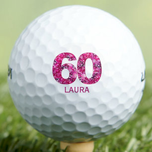 Pink Floral 60th Gift for Aunt – Elegant Golf Balls
