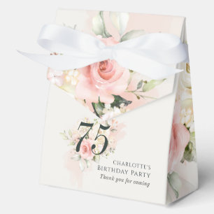 Pink Floral 75th Birthday Party Modern Favor Box