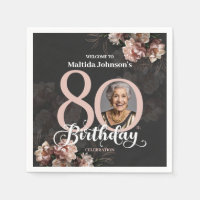 Pink Floral 80th Birthday