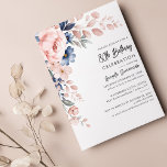 Pink Floral 80th Birthday Party Invitation<br><div class="desc">Announce and celebrate the upcoming birthday with our modern pastel pink indigo blue watercolor floral invitation. Featuring beautiful botanical watercolor bloom. Simply personalize with your party details by clicking the customize it button to further re-arrange and format the style and placement of the text. The reverse of this invitation features...</div>