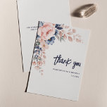 Pink Floral 80th Birthday Watercolor Thank You Card<br><div class="desc">Cute elegant floral thank you card that you can easily customize. The template that can be easily edited and the text replaced with your own details by clicking the "Personalize" button. For further customization, please click the "Customize Further" link and use our design tool to modify this template. TIP: Check...</div>