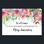 Pink Floral 90th Birthday Party Welcome Poster<br><div class="desc">Beautiful flowers create a stunning 90th birthday party welcome banner. A gorgeous combination of bright pink peonies with lots of greenery with assorted vines and leaves make it a very modern floral design. It has a bit of a Boho Chic vibe, because of the dangling vines and leaves. This banner...</div>