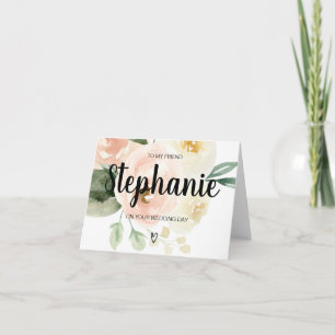 Pink Floral à mon ami Carte Mariage pour mariée