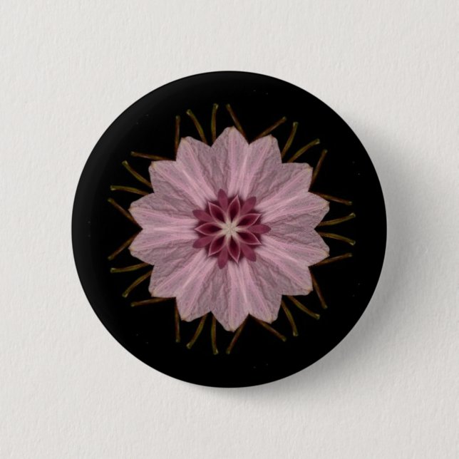 Pink Floral Abstract 2 Inch Round Button (Front)