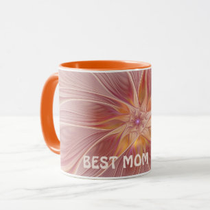 Pink Floral Abstract Fractal Art Flower Best Mom Mug