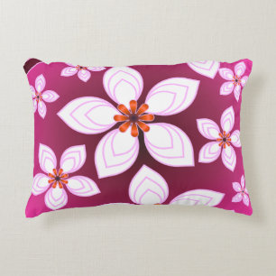 Pink Floral Abstract Pattern   Aesthetic Flower Ar Accent Pillow