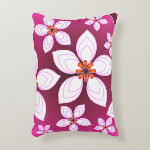 Pink Floral Abstract Pattern   Aesthetic Flower Ar Accent Pillow