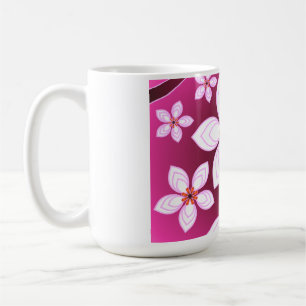 Pink Floral Abstract Pattern   Aesthetic Flower Ar Coffee Mug