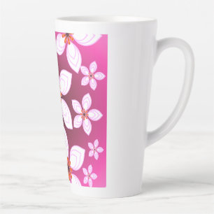 Pink Floral Abstract Pattern   Aesthetic Flower Ar Latte Mug
