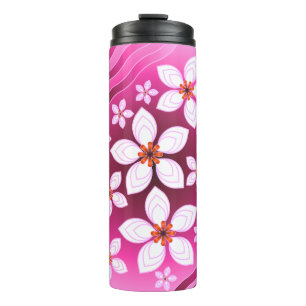 Pink Floral Abstract Pattern   Aesthetic Flower Ar Thermal Tumbler
