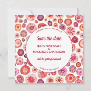 Pink Floral Abstract Pattern Save The Date