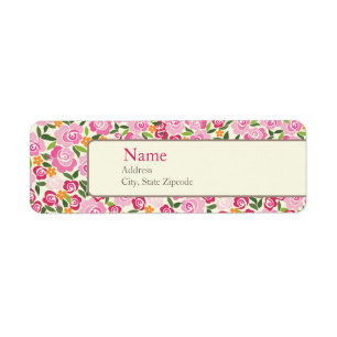 Pink Floral Address Label
