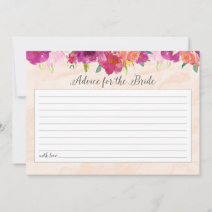 Pink Floral Advice For the Bride Card