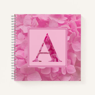 Pink Floral Alphabet Letter "A" Journal Notebook