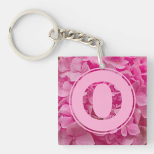 Pink Floral Alphabet Letter "O" and XO Keychain