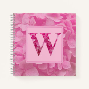 Pink Floral Alphabet Letter "W" Journal Notebook