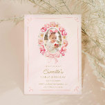 Pink Floral and Bow Girl Photo Birthday Invitation<br><div class="desc">Looking to throw a picture-perfect birthday bash? Personalize this invitation with her favourite picture. All lettering is editable - click the "Customize Further" button to edit. Matching items in our store Cava Party Design.</div>