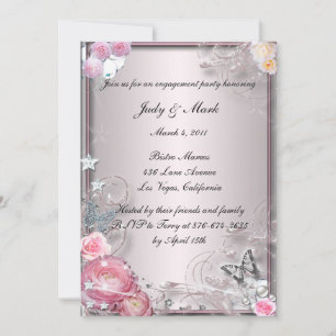 Pink Floral And Butterfly Engagement Party Invite